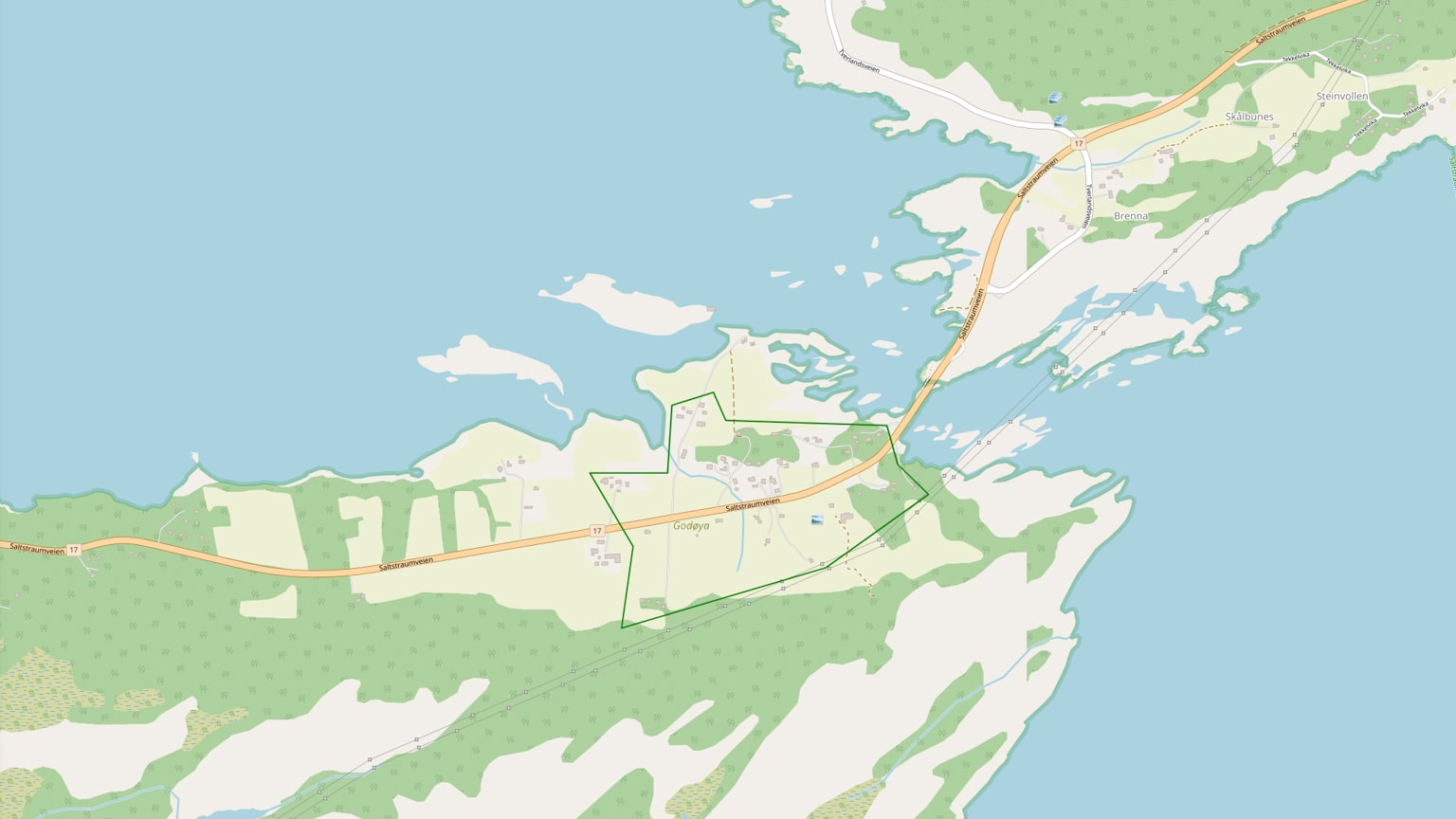 Kartutsnitt over prosjektområdet Godøya